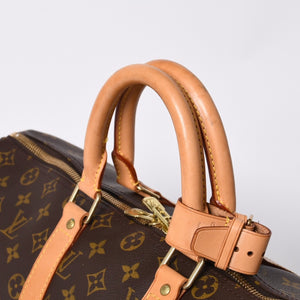 Very good condition LOUIS VUITTON Boston bag Keepall Bandouliere 45 Monogram M41418 Brown Gold hardware Used 4a000882