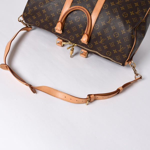 Very good condition LOUIS VUITTON Boston bag Keepall Bandouliere 45 Monogram M41418 Brown Gold hardware Used 4a000882