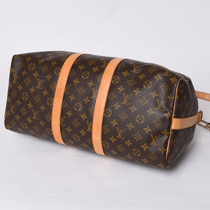 Very good condition LOUIS VUITTON Boston bag Keepall Bandouliere 45 Monogram M41418 Brown Gold hardware Used 4a000882