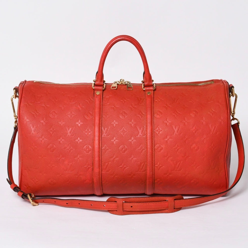 LOUIS VUITTON ルイヴィトン モノグラムアンプラント キーポルバンドリエール レッド DU2133 美品 中古 4a000747