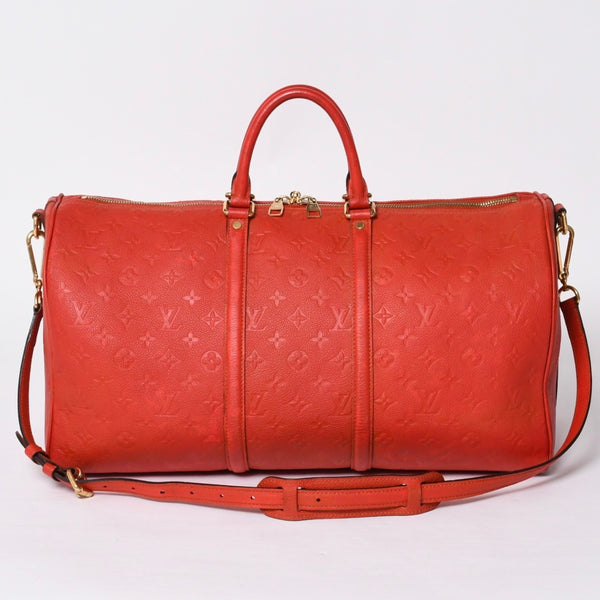 LOUIS VUITTON Monogram Empreinte Keepall Bandouliere Red DU2133 Good Condition Used 4a000747
