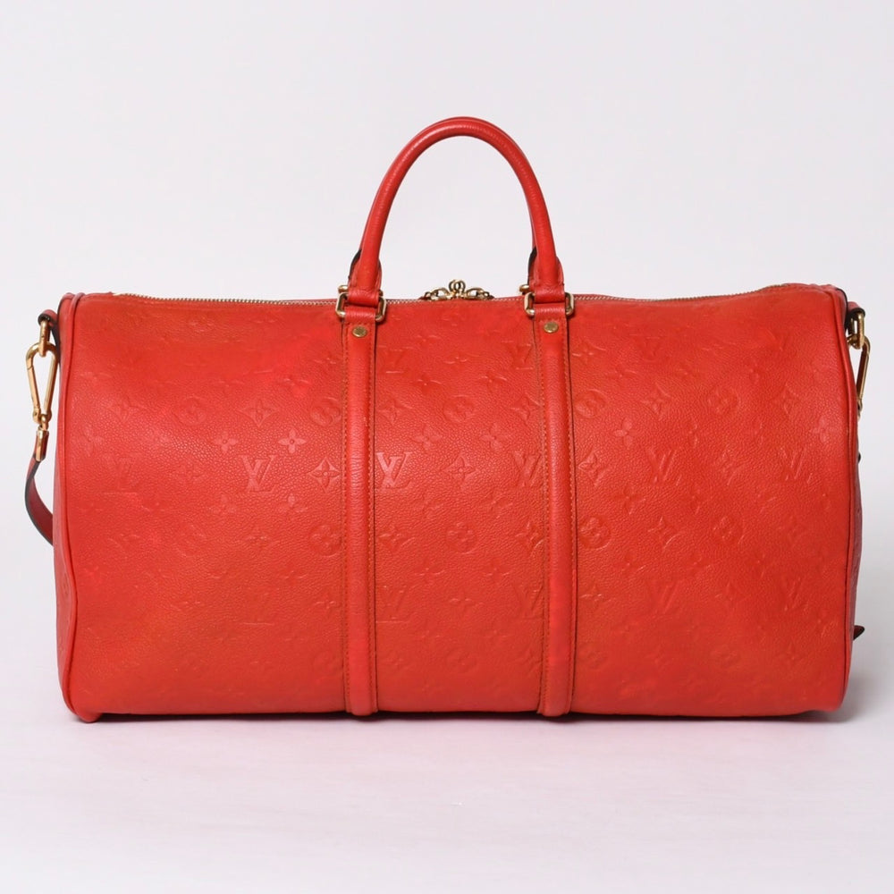 LOUIS VUITTON ルイヴィトン モノグラムアンプラント キーポルバンドリエール レッド DU2133 美品 中古 4a000747
