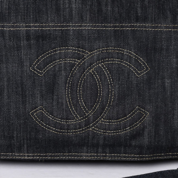 Very good condition CHANEL Shoulder bag Sparkling denim No. 10 Coco mark Navy A31987 Gold hardware Used 4a001141