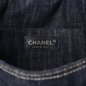 Very good condition CHANEL Shoulder bag Sparkling denim No. 10 Coco mark Navy A31987 Gold hardware Used 4a001141