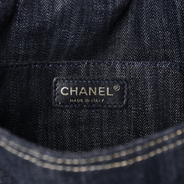 Very good condition CHANEL Shoulder bag Sparkling denim No. 10 Coco mark Navy A31987 Gold hardware Used 4a001141