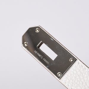 Like new Hermes Kelly Akkad PM B engraved one shoulder bag White silver hardware Used 4a001434