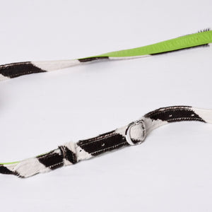 極美品 CHROME HEARTS クロムハーツ TAKA MINI ショルダーバッグ セメタリー クロスパッチ ハラコ ゼブラ グリーン 中古 4a001431