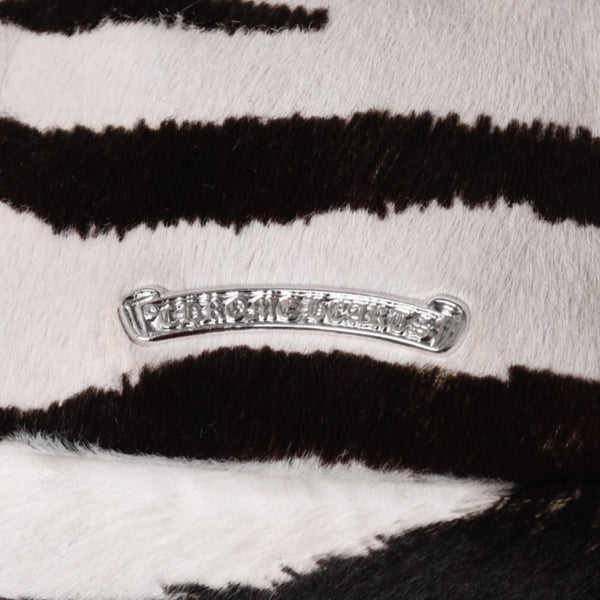 極美品 CHROME HEARTS クロムハーツ TAKA MINI ショルダーバッグ セメタリー クロスパッチ ハラコ ゼブラ グリーン 中古 4a001431