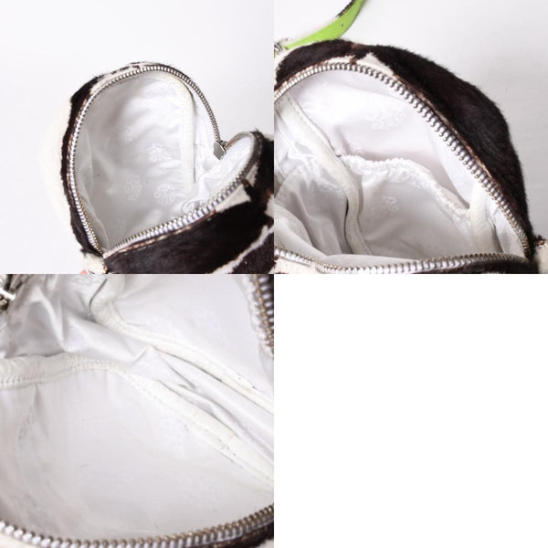 極美品 CHROME HEARTS クロムハーツ TAKA MINI ショルダーバッグ セメタリー クロスパッチ ハラコ ゼブラ グリーン 中古 4a001431