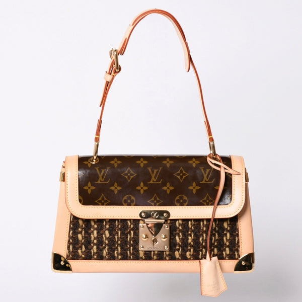 Very Good LOUIS VUITTON Monogram Tweedy Shoulder Bag M92820 World Limited 1000 Pieces Brown Gold Hardware Used 4a001145