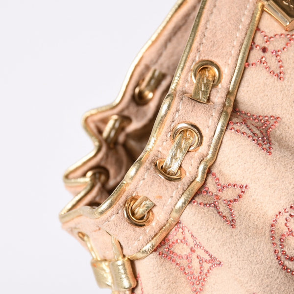 Like new LOUIS VUITTON THEDA PM Handbag M92376 Monogram Strass Goatskin Suede Used 4a001146