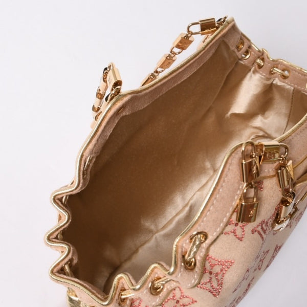 Like new LOUIS VUITTON THEDA PM Handbag M92376 Monogram Strass Goatskin Suede Used 4a001146