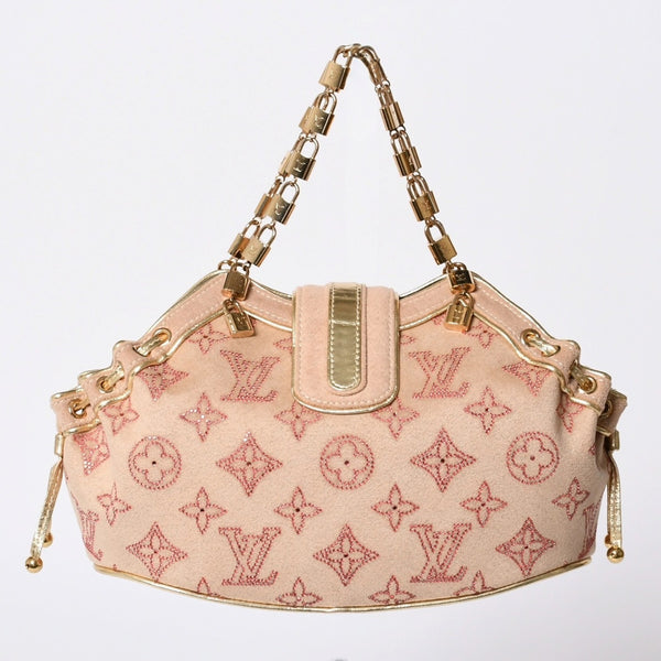 Like new LOUIS VUITTON THEDA PM Handbag M92376 Monogram Strass Goatskin Suede Used 4a001146
