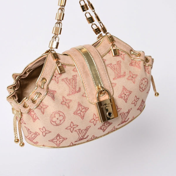 Like new LOUIS VUITTON THEDA PM Handbag M92376 Monogram Strass Goatskin Suede Used 4a001146