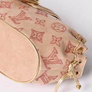 Like new LOUIS VUITTON THEDA PM Handbag M92376 Monogram Strass Goatskin Suede Used 4a001146