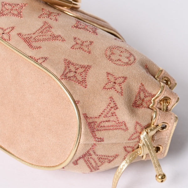 Like new LOUIS VUITTON THEDA PM Handbag M92376 Monogram Strass Goatskin Suede Used 4a001146