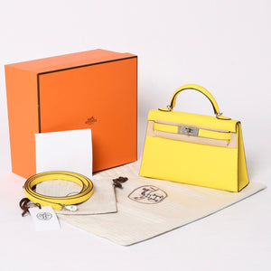 Like new HERMES MINI KELLY II 2WAY bag Epson Jaune naple Palladium hardware K stamp Made in 2025 Used 4a001498