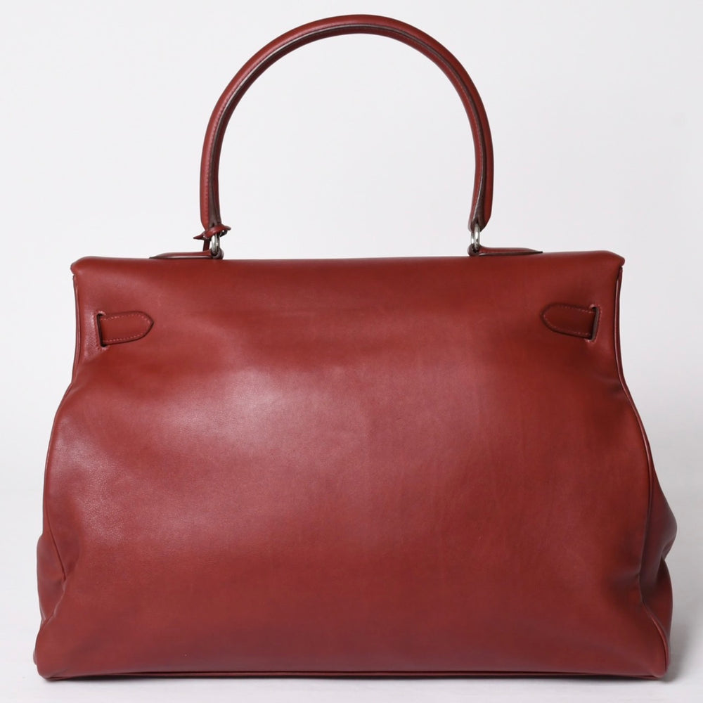 極美品 激レア HERMES エルメス ケリー50 リラックス バレニア ルージュアッシュ シルバー金具 □O刻印 ハンドバッグ 中古 4a001527