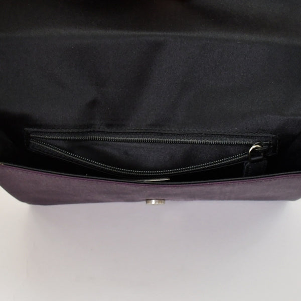 極美品 PRADA プラダ ワンショルダーバッグ トライアングルロゴ B10869 サテン パープル シルバー金具 中古 4a000143