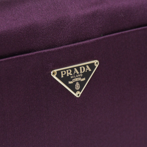 極美品 PRADA プラダ ワンショルダーバッグ トライアングルロゴ B10869 サテン パープル シルバー金具 中古 4a000143