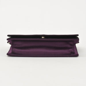 極美品 PRADA プラダ ワンショルダーバッグ トライアングルロゴ B10869 サテン パープル シルバー金具 中古 4a000143