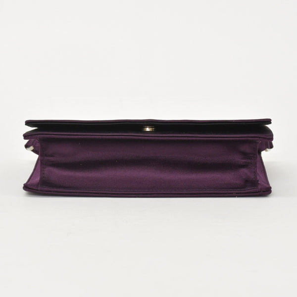 極美品 PRADA プラダ ワンショルダーバッグ トライアングルロゴ B10869 サテン パープル シルバー金具 中古 4a000143