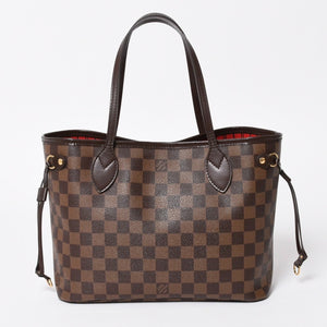 極美品 LOUIS VUITTON ルイヴィトン ハンドバッグ 新型 ネヴァーフルPM N41359 ダミエエベヌキャンバス ブラウン 中古 4b011556