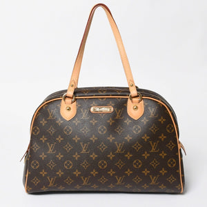 新品同様 LOUIS VUITTON ルイヴィトン モントルグイユGM ハンドバッグ M95566 ブラウン PVC レザー ゴールド金具 中古 4a000816
