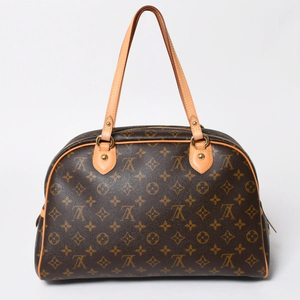 新品同様 LOUIS VUITTON ルイヴィトン モントルグイユGM ハンドバッグ M95566 ブラウン PVC レザー ゴールド金具 中古 4a000816