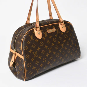 新品同様 LOUIS VUITTON ルイヴィトン モントルグイユGM ハンドバッグ M95566 ブラウン PVC レザー ゴールド金具 中古 4a000816