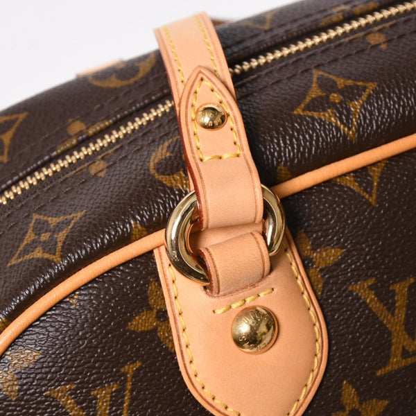新品同様 LOUIS VUITTON ルイヴィトン モントルグイユGM ハンドバッグ M95566 ブラウン PVC レザー ゴールド金具 中古 4a000816
