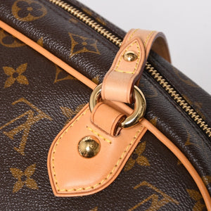 新品同様 LOUIS VUITTON ルイヴィトン モントルグイユGM ハンドバッグ M95566 ブラウン PVC レザー ゴールド金具 中古 4a000816