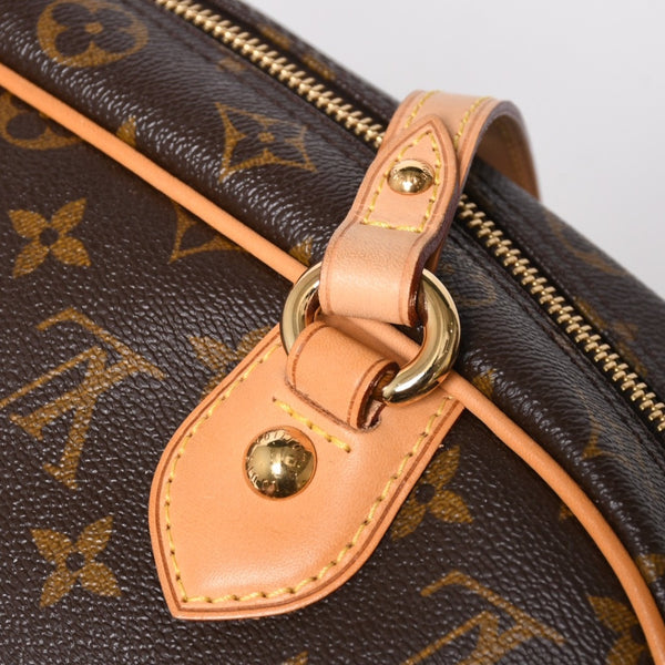 新品同様 LOUIS VUITTON ルイヴィトン モントルグイユGM ハンドバッグ M95566 ブラウン PVC レザー ゴールド金具 中古 4a000816