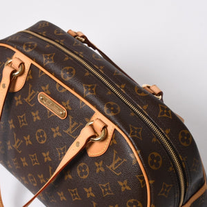新品同様 LOUIS VUITTON ルイヴィトン モントルグイユGM ハンドバッグ M95566 ブラウン PVC レザー ゴールド金具 中古 4a000816