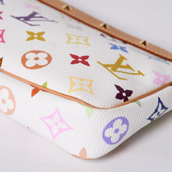 Very Good Condition LOUIS VUITTON Pochette Accessory Pouch M92649 Monogram Multicolor White Used 4a001160