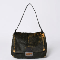 極美品 FENDI フェンディ ワンショルダーバッグ 8BR001 ファー レザー マルチカラー イタリア製 ガンメタ金具 中古 4a001150