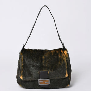 極美品 FENDI フェンディ ワンショルダーバッグ 8BR001 ファー レザー マルチカラー イタリア製 ガンメタ金具 中古 4a001150