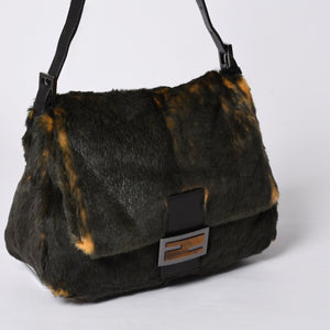 極美品 FENDI フェンディ ワンショルダーバッグ 8BR001 ファー レザー マルチカラー イタリア製 ガンメタ金具 中古 4a001150
