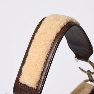 極美品 Christian Dior クリスチャンディオール サドルバッグ ワンショルダーバッグ 01-RU-0075 ラムシアリング ムートン レザー 中古 4a001157