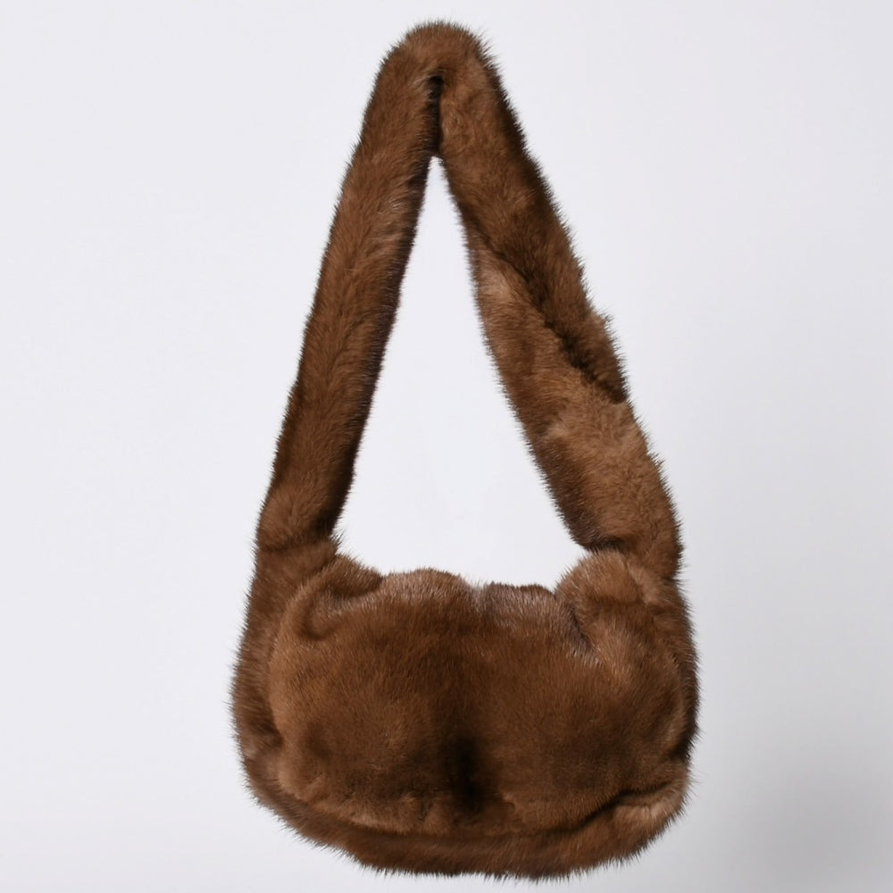 極美品 FENDI フェンディ ワンショルダーバッグ 8BH235 ファー レザー ブラウン イタリア製 シルバー金具 中古 4a001165