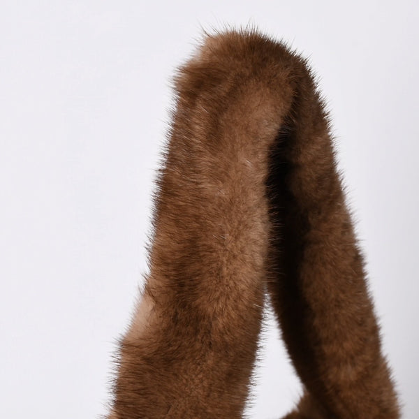 極美品 FENDI フェンディ ワンショルダーバッグ 8BH235 ファー レザー ブラウン イタリア製 シルバー金具 中古 4a001165
