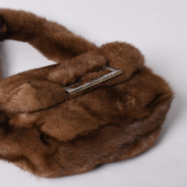 極美品 FENDI フェンディ ワンショルダーバッグ 8BH235 ファー レザー ブラウン イタリア製 シルバー金具 中古 4a001165