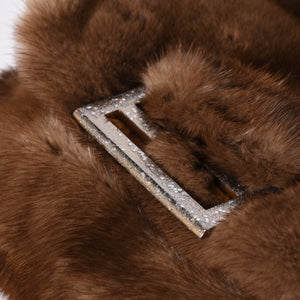 極美品 FENDI フェンディ ワンショルダーバッグ 8BH235 ファー レザー ブラウン イタリア製 シルバー金具 中古 4a001165