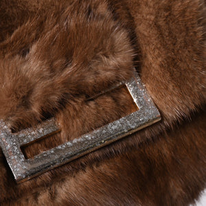 極美品 FENDI フェンディ ワンショルダーバッグ 8BH235 ファー レザー ブラウン イタリア製 シルバー金具 中古 4a001165
