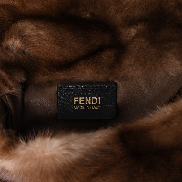 極美品 FENDI フェンディ ワンショルダーバッグ 8BH235 ファー レザー ブラウン イタリア製 シルバー金具 中古 4a001165