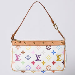 Very Good Condition LOUIS VUITTON Pochette Accessory Pouch M92649 Monogram Multicolor White Used 4a001160