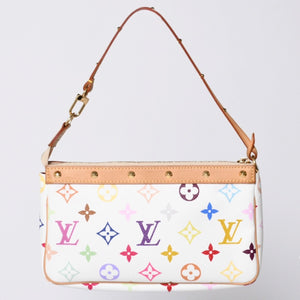 Very Good Condition LOUIS VUITTON Pochette Accessory Pouch M92649 Monogram Multicolor White Used 4a001160
