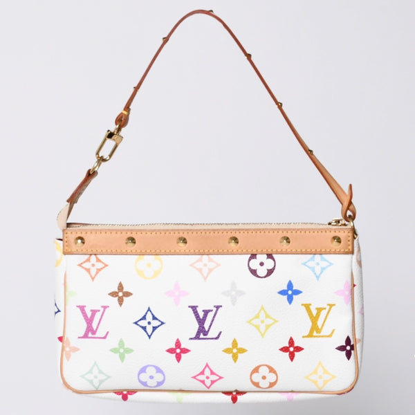 Very Good Condition LOUIS VUITTON Pochette Accessory Pouch M92649 Monogram Multicolor White Used 4a001160