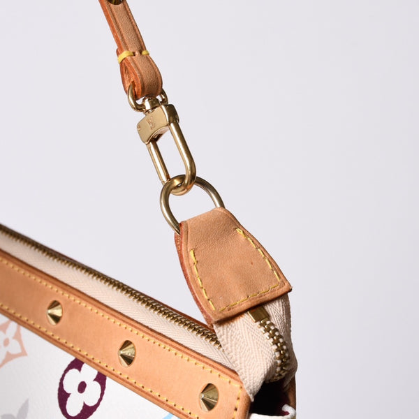 Very Good Condition LOUIS VUITTON Pochette Accessory Pouch M92649 Monogram Multicolor White Used 4a001160