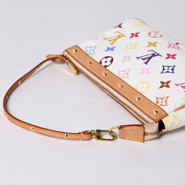 Very Good Condition LOUIS VUITTON Pochette Accessory Pouch M92649 Monogram Multicolor White Used 4a001160